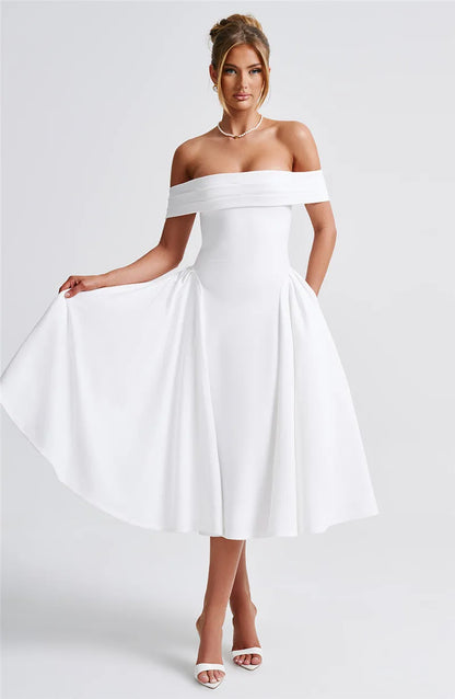 Calista Off-shoulder Midi Dress