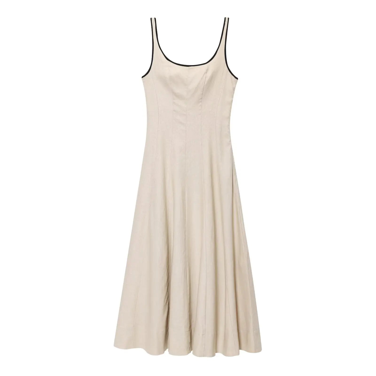 Beige sleeveless dress on a white background