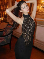Vestido halter de encaje Cecilia