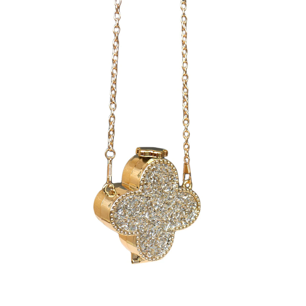 Bolso de mano con diamantes de imitación de trébol