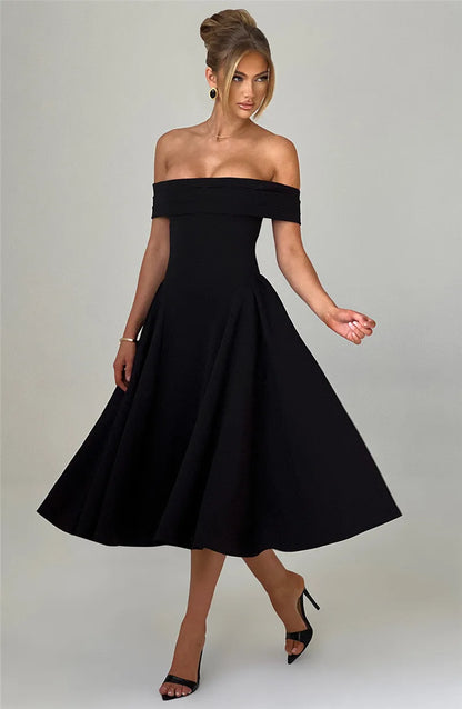 Calista Off-shoulder Midi Dress