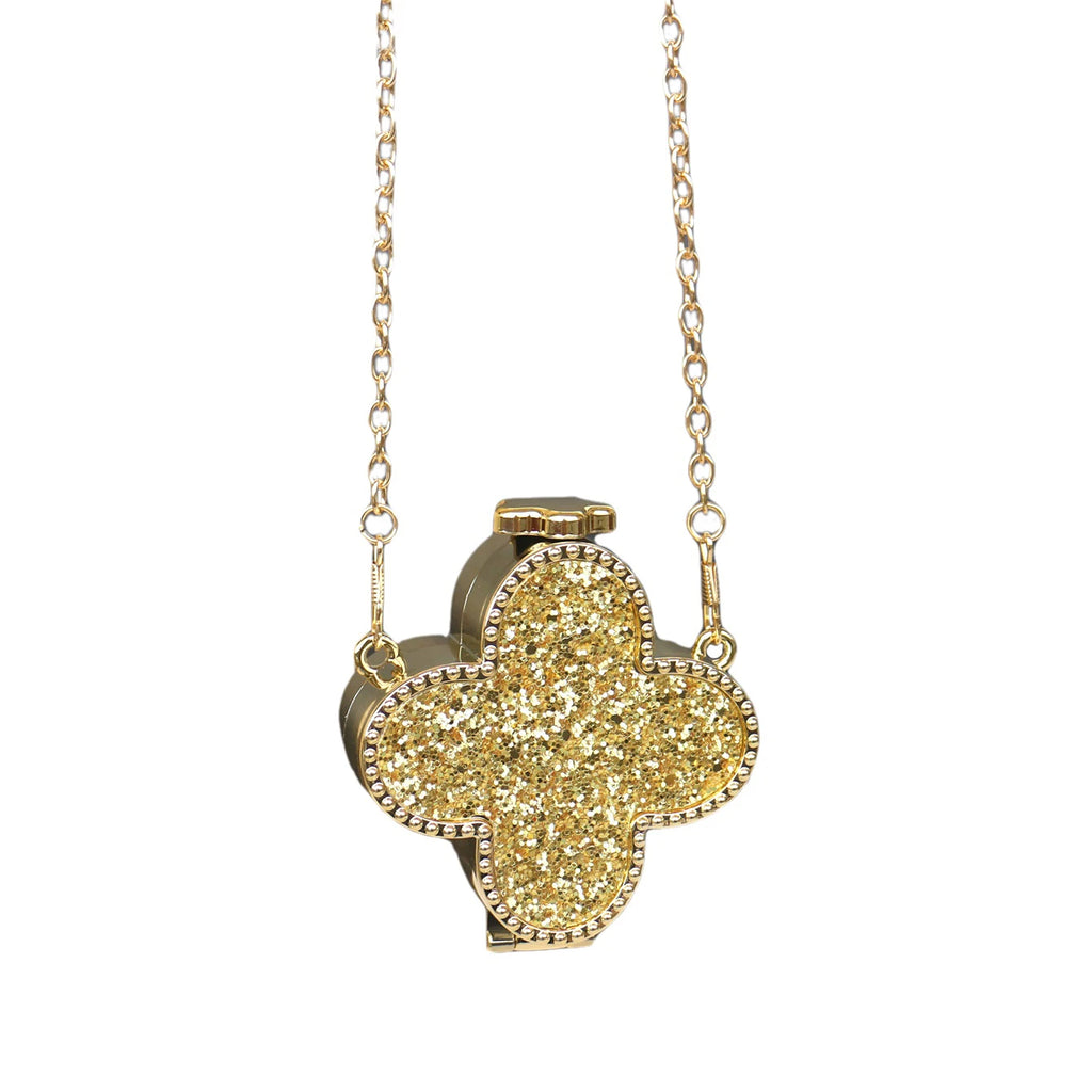 Bolso de mano con diamantes de imitación de trébol