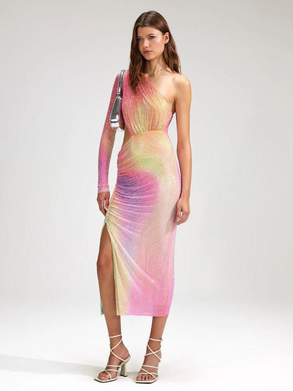 April One Shoulder Rainbow Dress - Virago Wear - Dresses, Midi Dress, New arrivals - Dresses