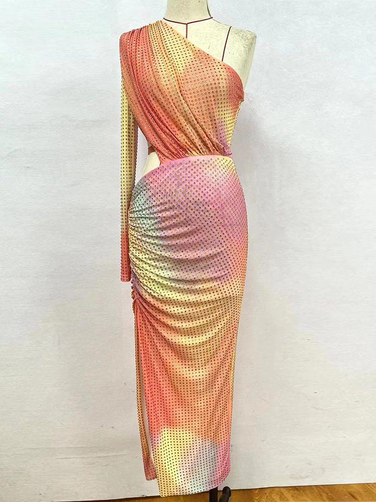 April One Shoulder Rainbow Dress - Virago Wear - Dresses, Midi Dress, New arrivals - Dresses