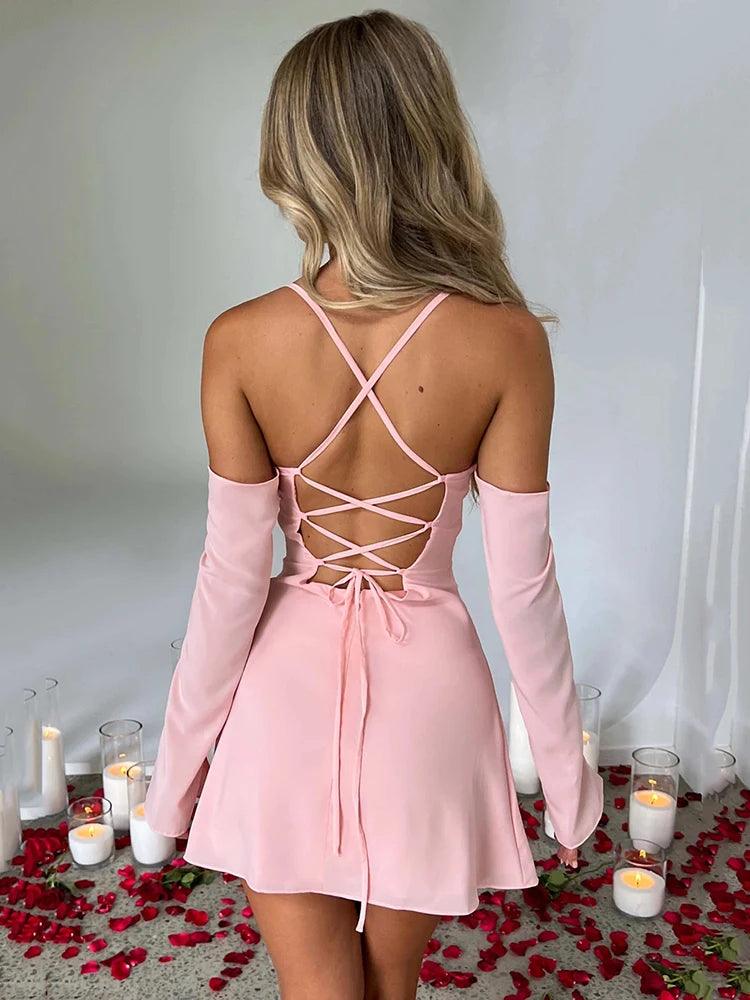 Evelin Lace Up Mini Dress - Virago Wear - Dresses, Mini Dress, New arrivals - Dresses