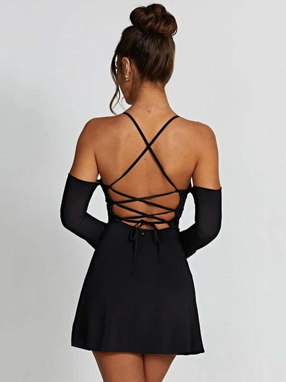 Evelin Lace Up Mini Dress - Virago Wear - Dresses, Mini Dress, New arrivals - Dresses