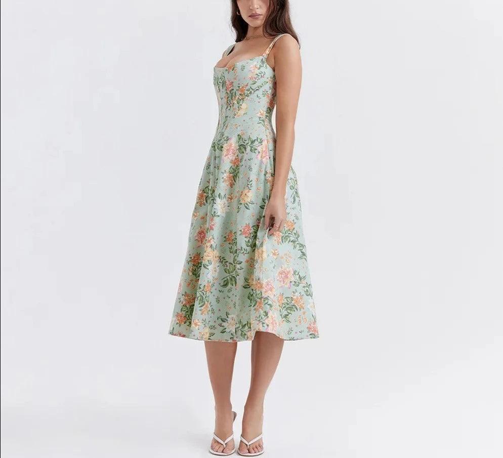 Flavia Floral Print Midi Dress - Virago Wear - Dresses, Midi Dress, New arrivals - Dresses