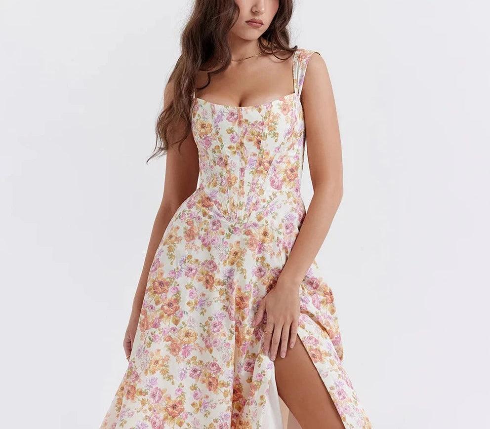 Flavia Floral Print Midi Dress - Virago Wear - Dresses, Midi Dress, New arrivals - Dresses