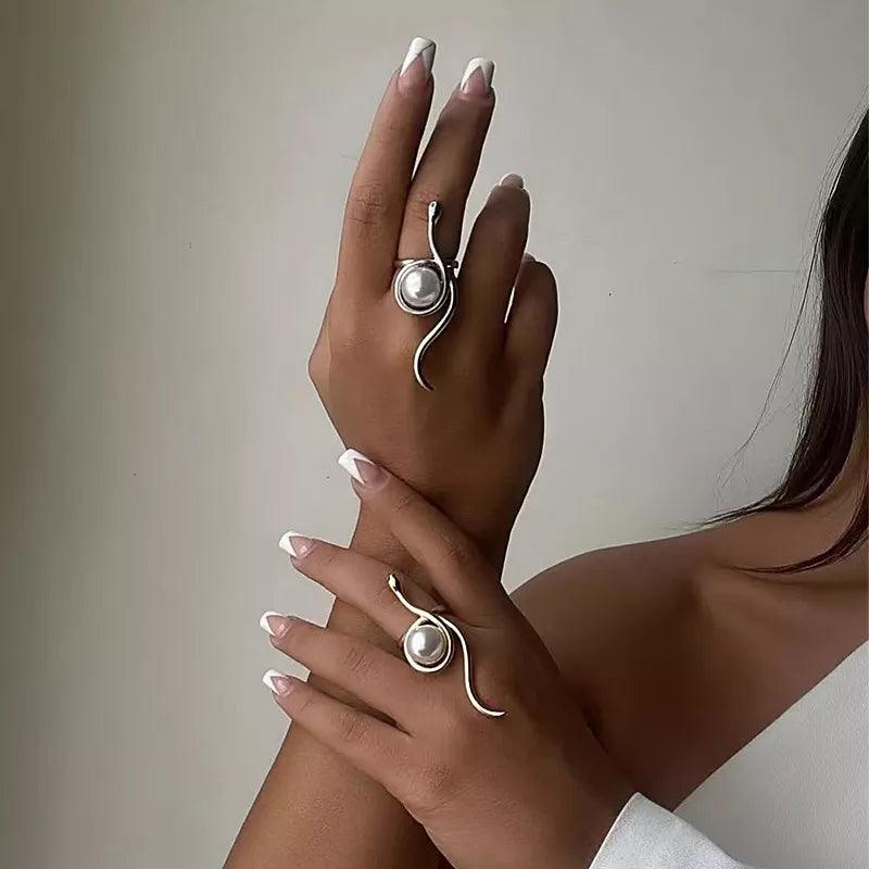 Jailyn Snake Pearl Ring - Virago Wear - Accessories, New arrivals, Rings - Rings