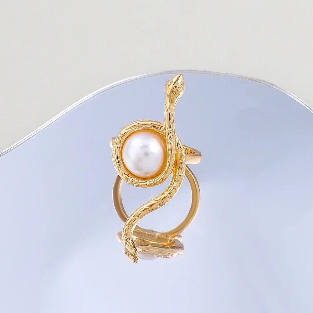 Jailyn Snake Pearl Ring - Virago Wear - Accessories, New arrivals, Rings - Rings