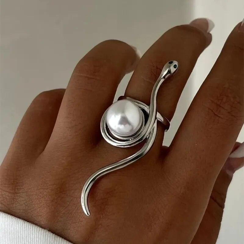 Jailyn Snake Pearl Ring - Virago Wear - Accessories, New arrivals, Rings - Rings