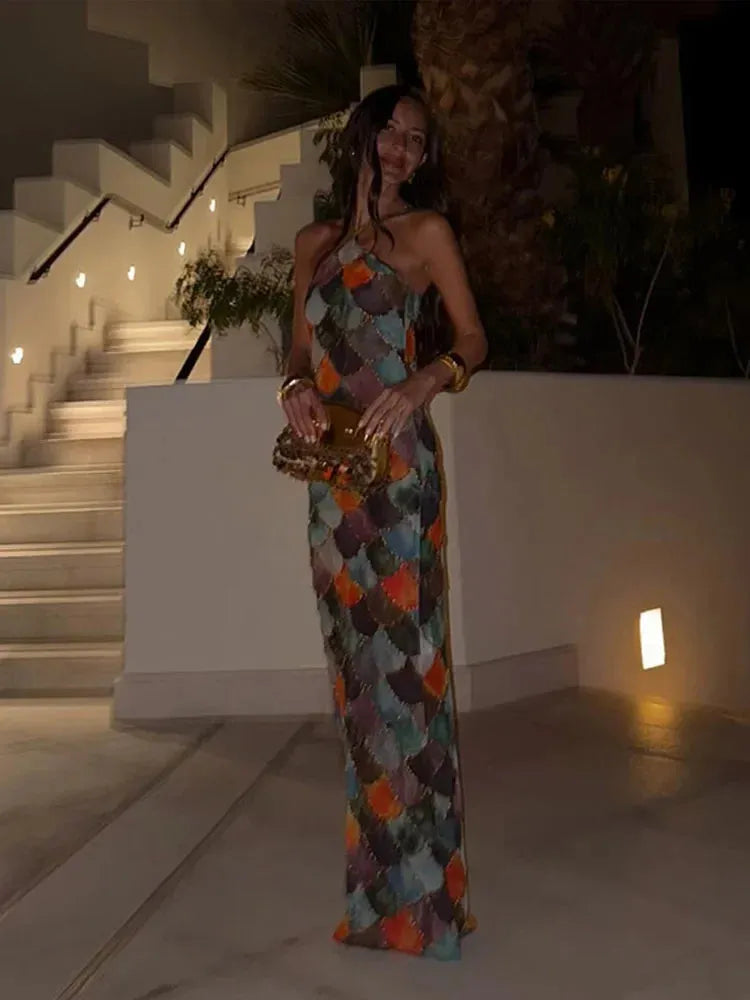 Nalia Scale Print Maxi Dress - Virago Wear - dress, Dresses, Maxi Dress, New arrivals - Dresses