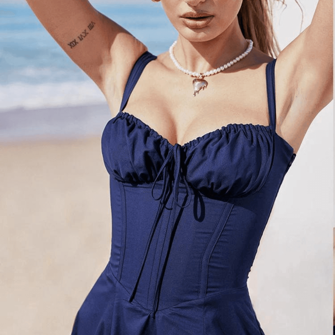 Sophia Lace Up Midi Dress - Virago Wear - Dresses, Midi Dress, New arrivals - Dresses