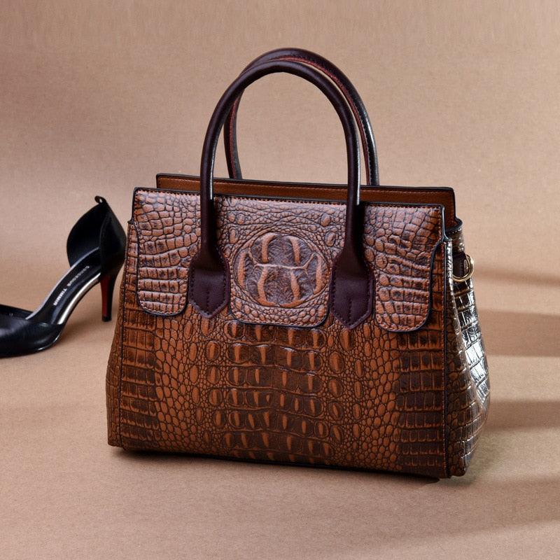 Adila Croc-effect Pu Leather Tote Bag - Virago Wear - Accessories, Handbags - Handbags