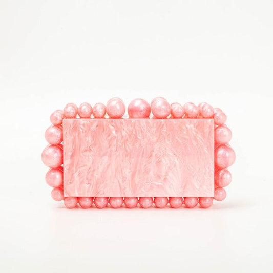Beads Acrylic Clutch - Coral - Virago Wear - Clutch, Handbags, Pink - Handbags