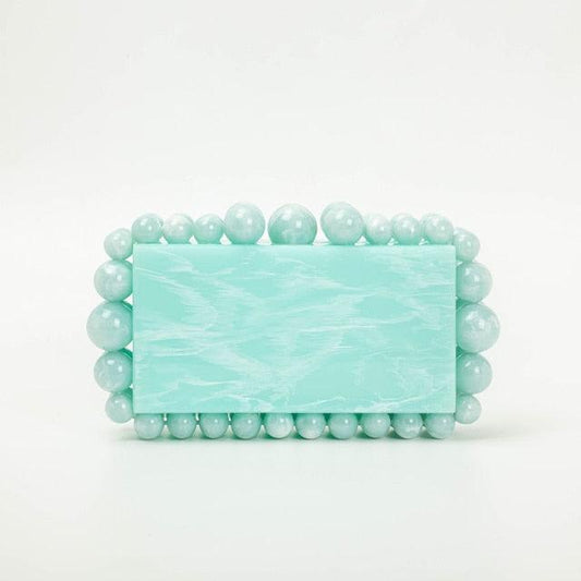Beads Acrylic Clutch - Sea Mint - Virago Wear - Clutch, Green, Handbags - Handbags