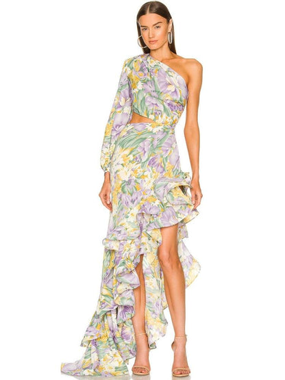 Claudia Floral Irregular Ruffle Dress - Virago Wear - Dresses, Maxi dress - Dresses