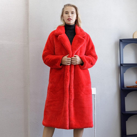Emily Faux Rabbit Fur Coat - Virago Wear - Coats, New arrivals, Outerwear - Coats