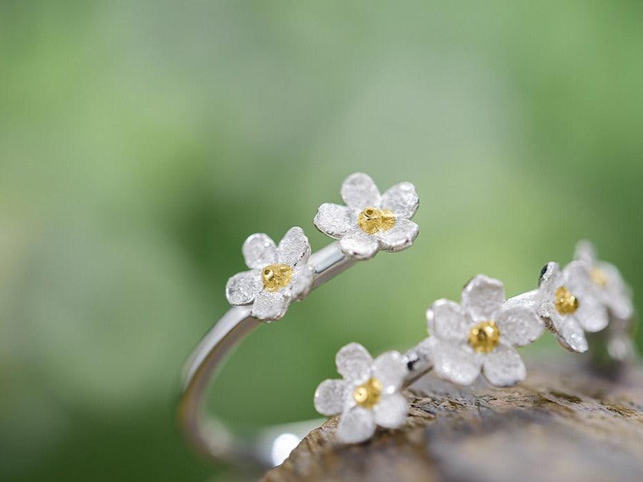 Flowers Sterling Silver Adjustable Ring - Virago Wear - Accessories, Rings, Sterling Silver - Rings