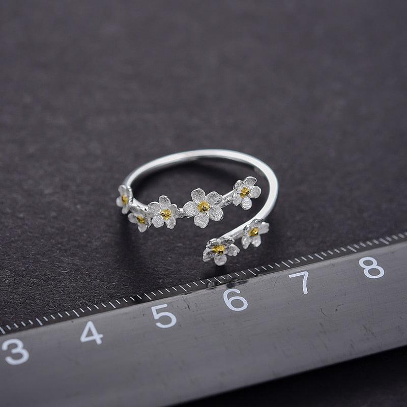 Flowers Sterling Silver Adjustable Ring - Virago Wear - Accessories, Rings, Sterling Silver - Rings