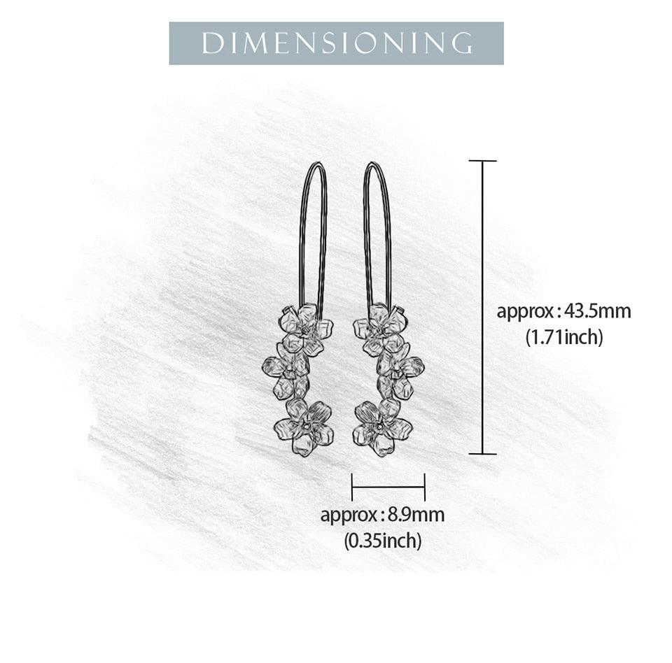 Jasmine Flowers Triple Drop Earrings - Virago Wear - Accessories, Earrings, Sterling Silver - Earrings