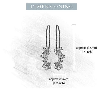 Jasmine Flowers Triple Drop Earrings - Virago Wear - Accessories, Earrings, Sterling Silver - Earrings