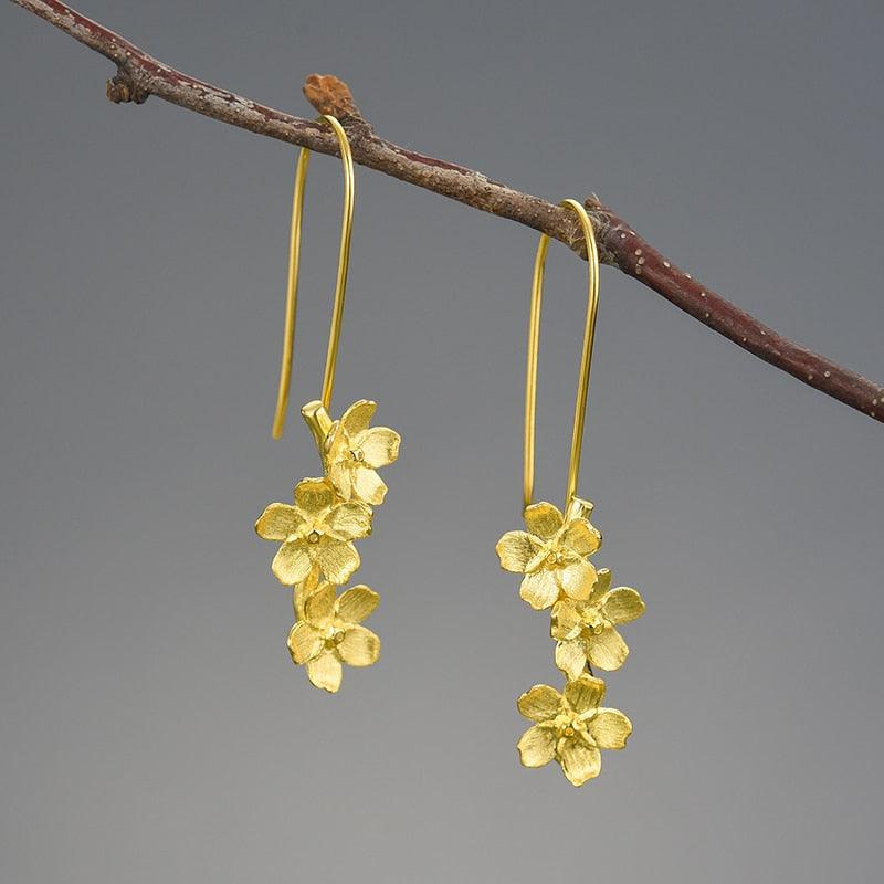 Jasmine Flowers Triple Drop Earrings - Virago Wear - Accessories, Earrings, Sterling Silver - Earrings