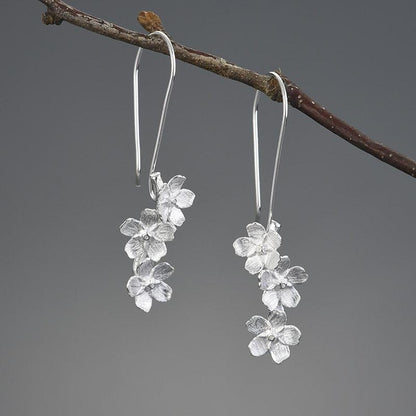 Jasmine Flowers Triple Drop Earrings - Virago Wear - Accessories, Earrings, Sterling Silver - Earrings