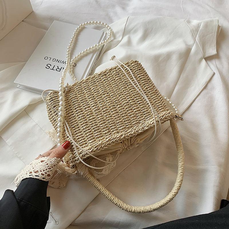 Maldives Pearl Straw Tote - Virago Wear - Beige, Handbags, Khaki - Handbags