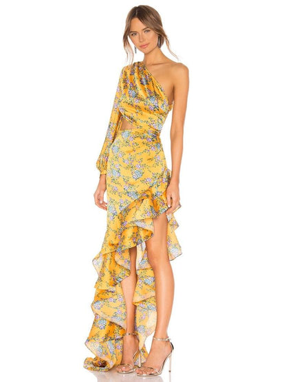 Maribel Floral Irregular Ruffle Dress - Virago Wear - Dresses, Maxi dress - Dresses